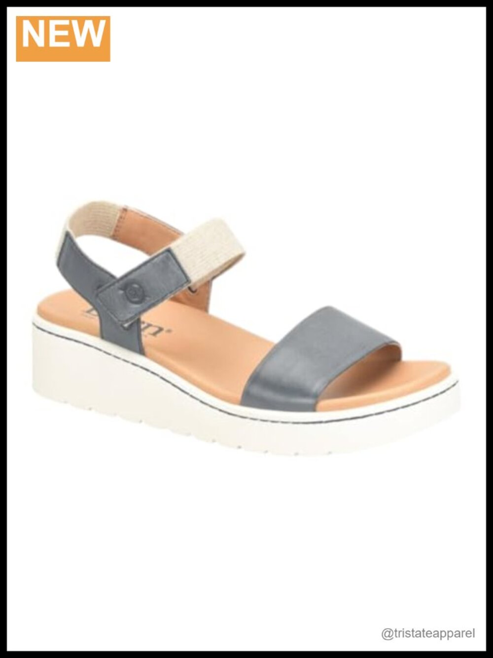Women's Leather Platform Wedge Sandal with Adjustable Hook & Loop Strap